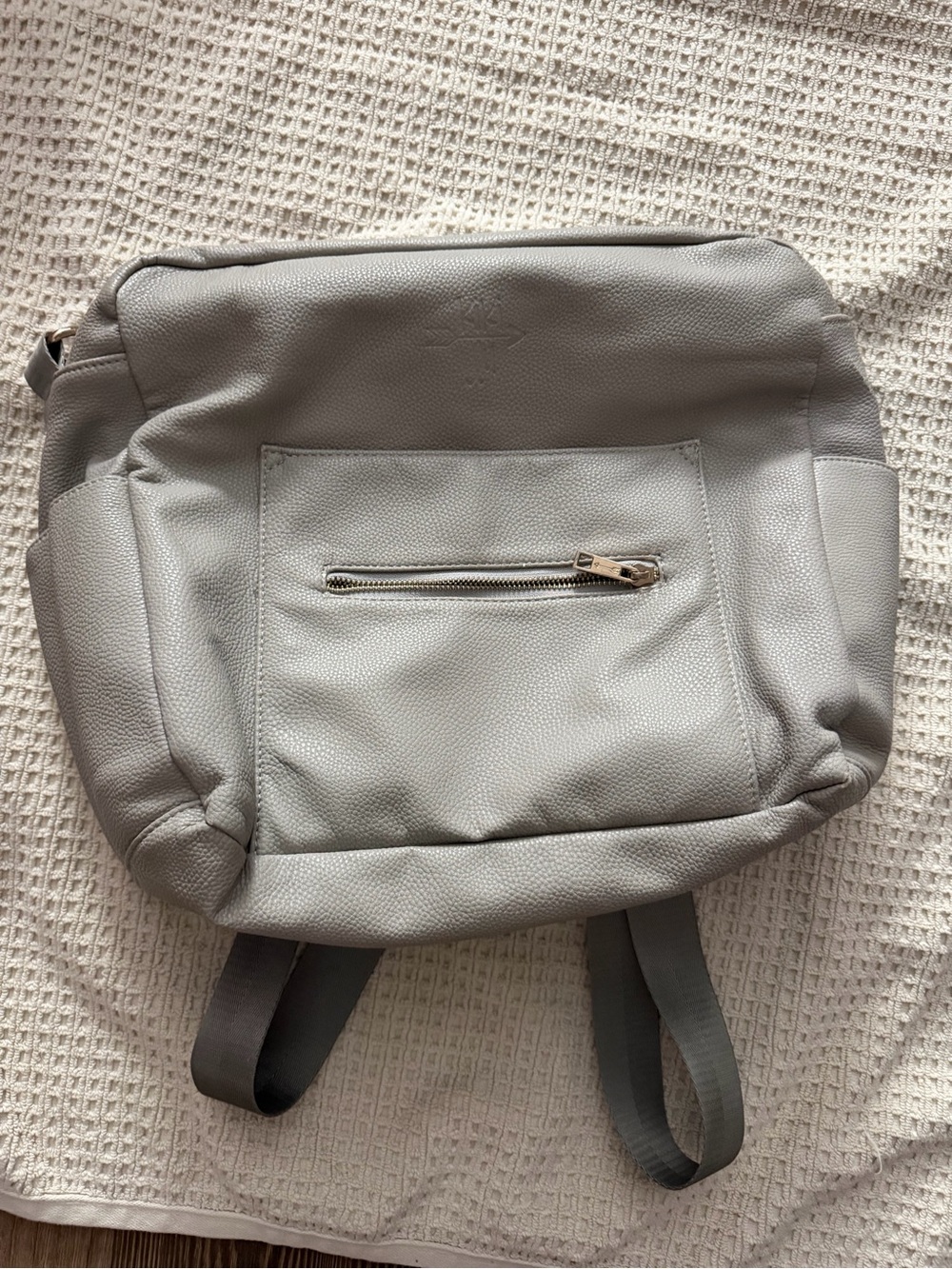 Everyday Light Gray Leather Backpack - Women's Bag